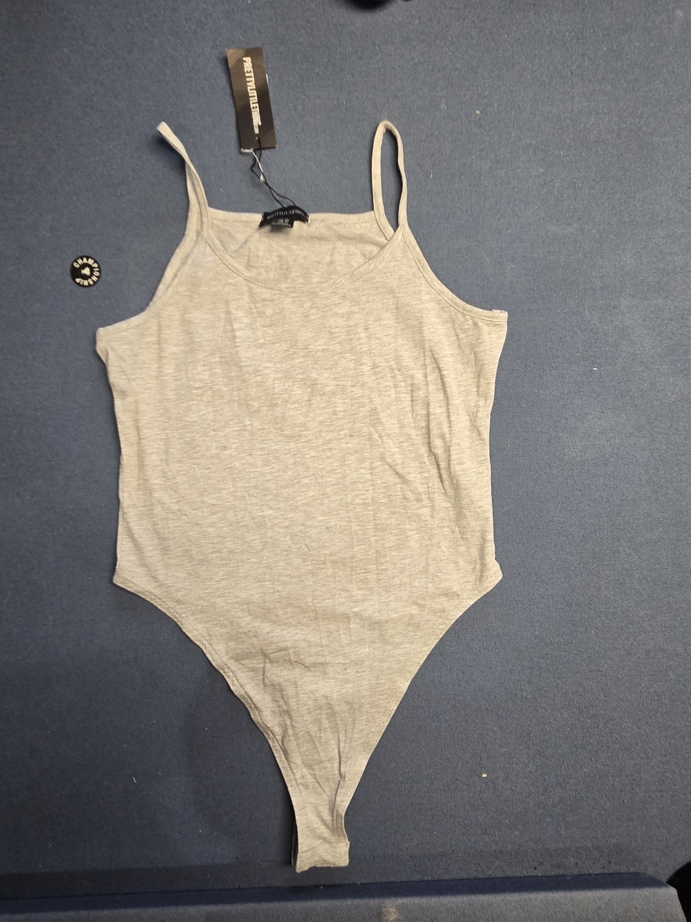 PrettyLittleThing Gray Sleeveless Bodysuit NWT Size 10 Spaghetti Strap